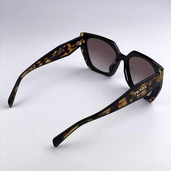 Prada PR15WS 3890A7 Sunglasses Black Tortoise Gray Square Women - Picture 10 of 12